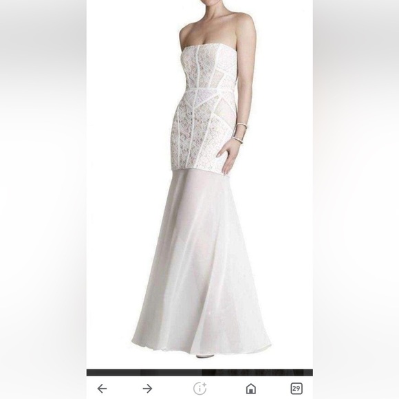 BCBG MaxAzria  Alyce Dress size 0 Mermaide White lace Strapless tulle Maxi dress - Picture 1 of 17